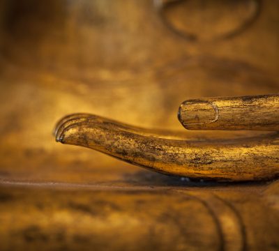 golden thai buddha hand detail